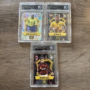 Ricardo Kaka, Roberto Carlos & Neymar Jr. 2024 Soccer TCG Graded 10 Gem Mint